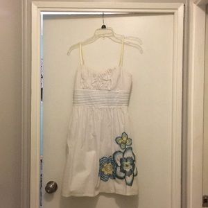 White Floral embroidered summer dress